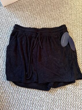 Women’s Black Terry Drawstring Athletic Shorts